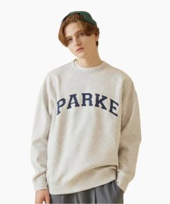 Parke AOG Varsity Crewneck Sweatshirt – Oversized Pullover Grey